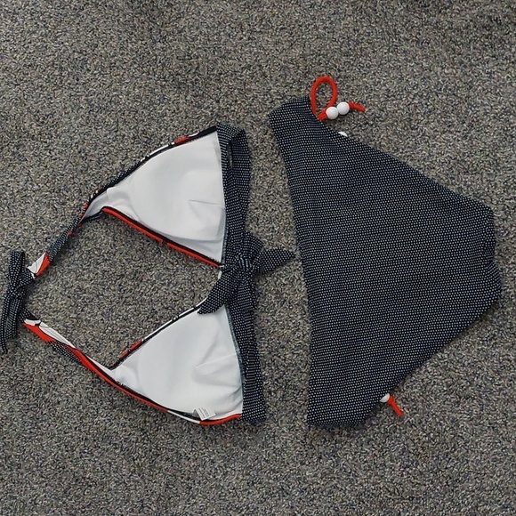 Y2K 2 Piece Polka Dot Bikini Beaded Abstract Pattern Top XL Beach Boho - Picture 4 of 6